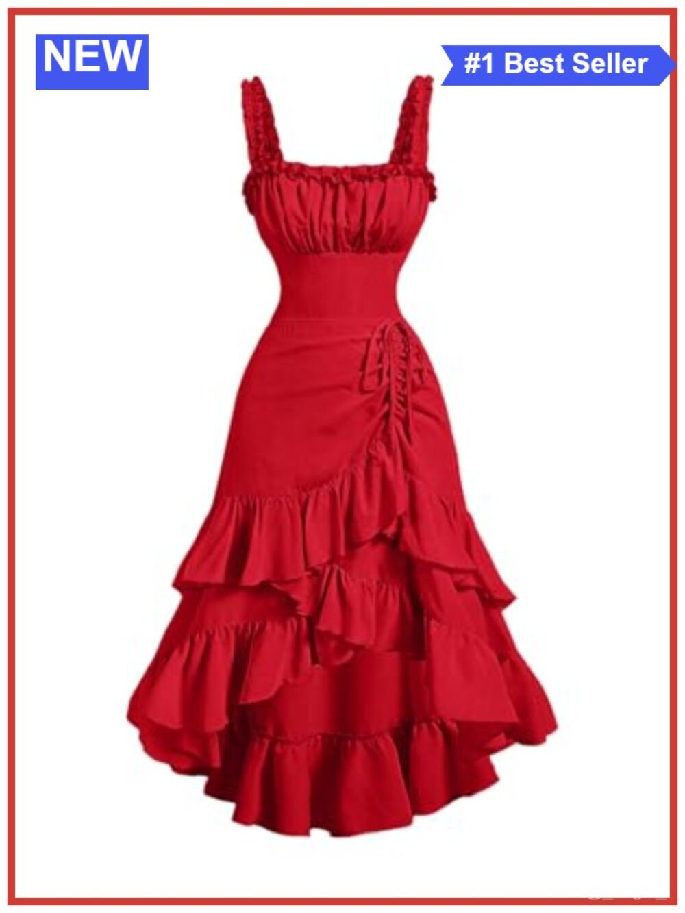 Women's Asymmetrical Ruffle Hem Long Dress Sleeveless Ruched Tie Front